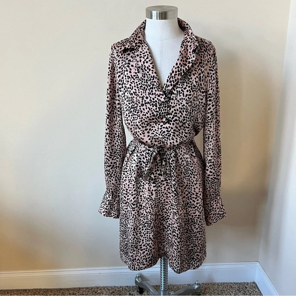 Equipment Femme Temera Leopard print Mini Shirt Dress Blush 17338 - Picture 3 of 14